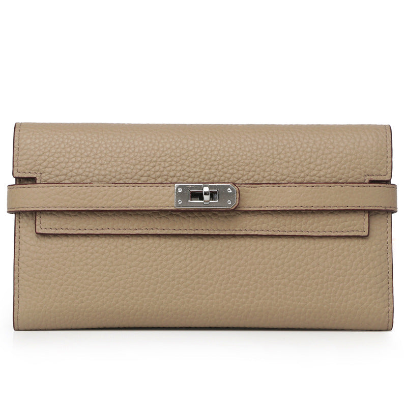 Women's Lychee Pattern Cowhide Clutch Bag