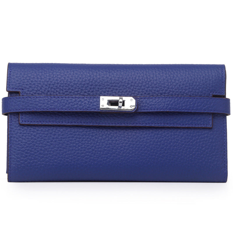 Women's Lychee Pattern Cowhide Clutch Bag