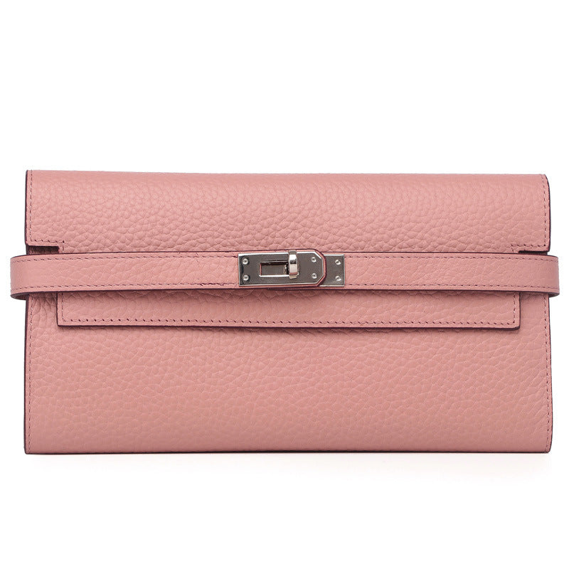 Women's Lychee Pattern Cowhide Clutch Bag