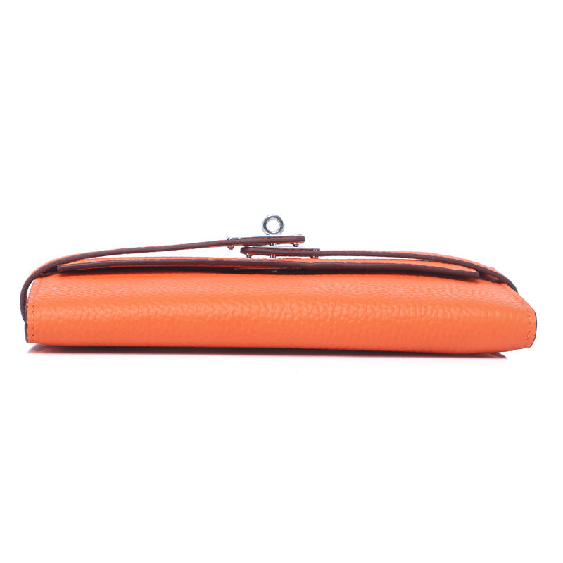 Women's Fashion Classic Lychee Pattern Cowhide Clutch Ladies Wallets