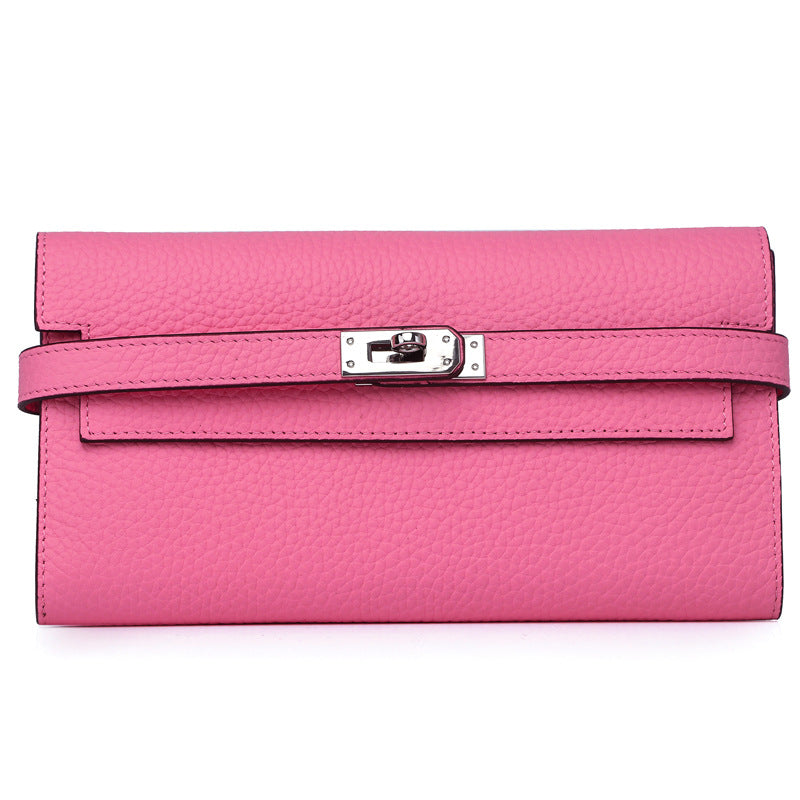 Women's Lychee Pattern Cowhide Clutch Bag