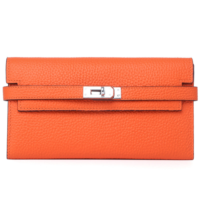 Women's Lychee Pattern Cowhide Clutch Bag