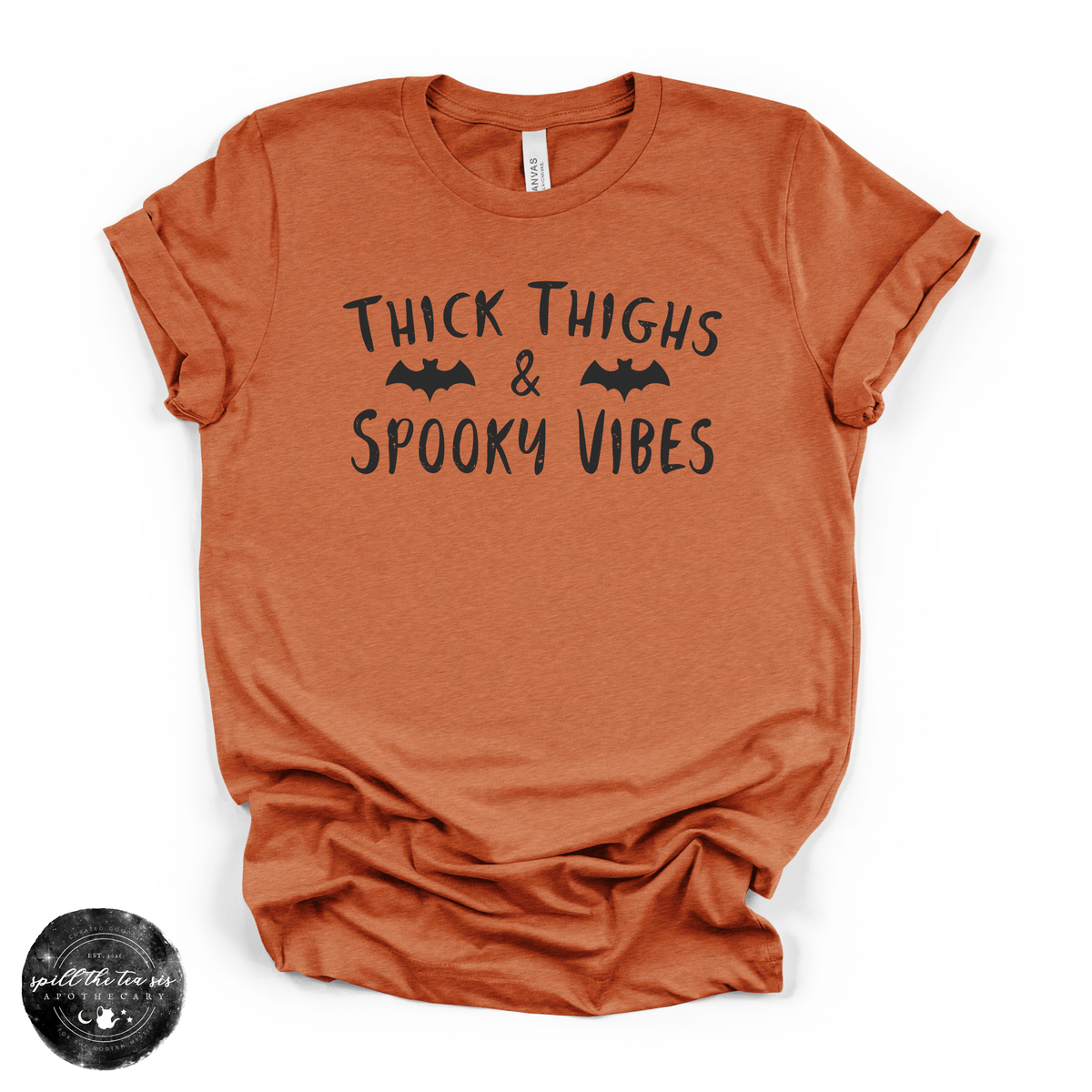 Thick Thighs and Spooky Vibes Tee | Funny Halloween Graphic T-Shirt