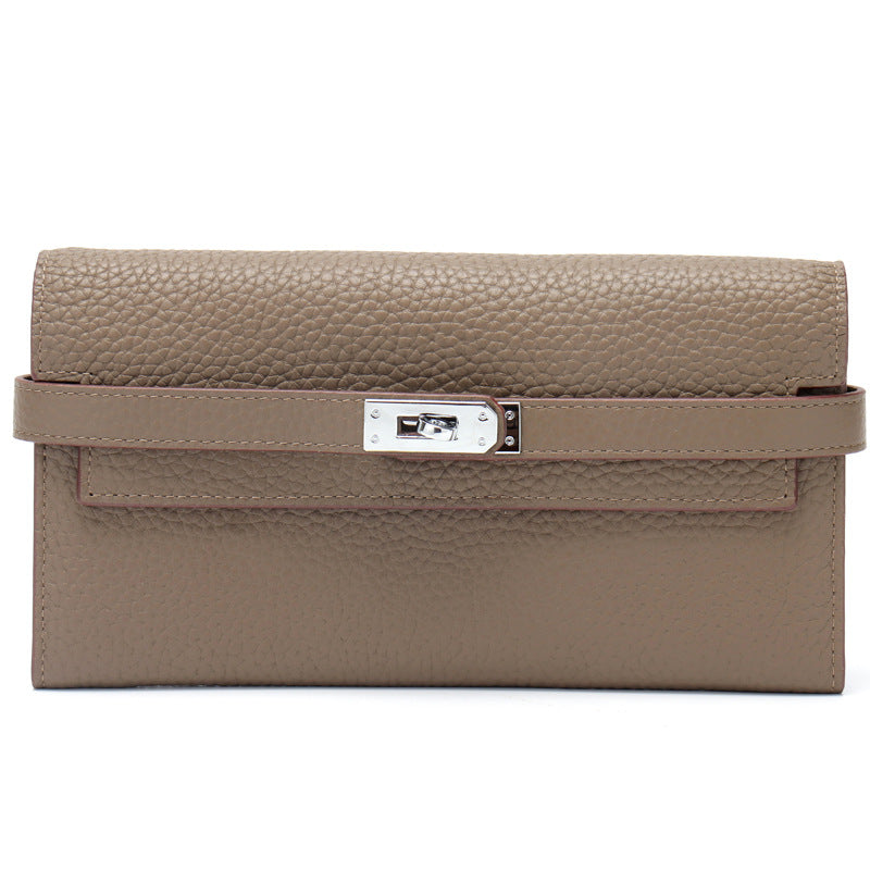 Women's Lychee Pattern Cowhide Clutch Bag