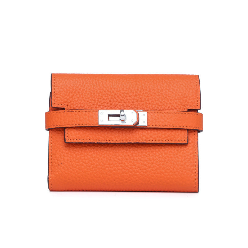 Women's Lychee Pattern Cowhide Clutch Bag