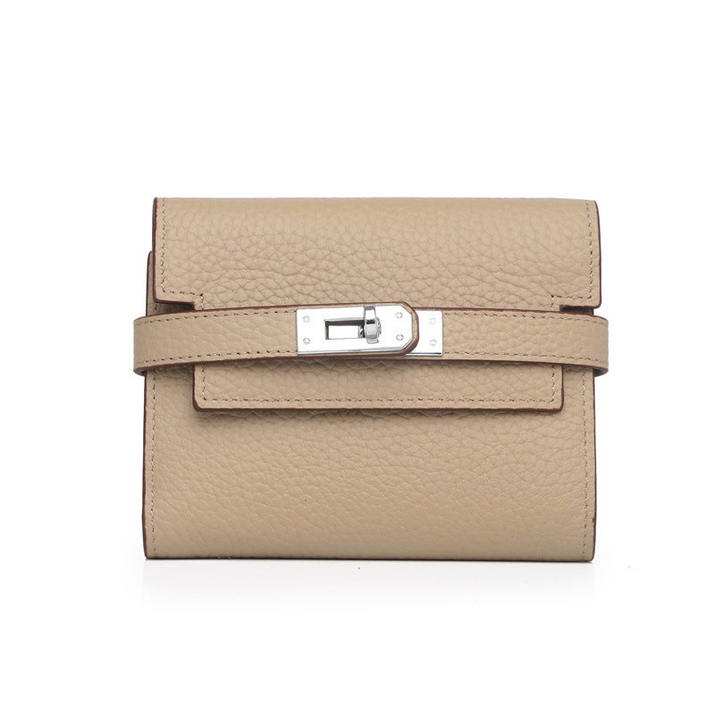 Women's Lychee Pattern Cowhide Clutch Bag