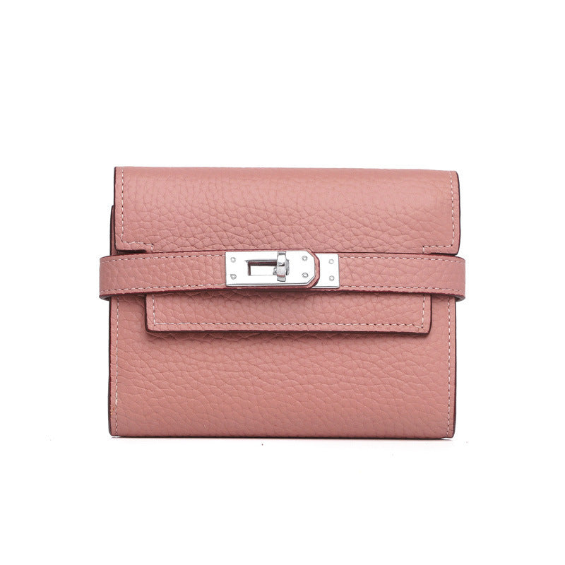 Women's Lychee Pattern Cowhide Clutch Bag