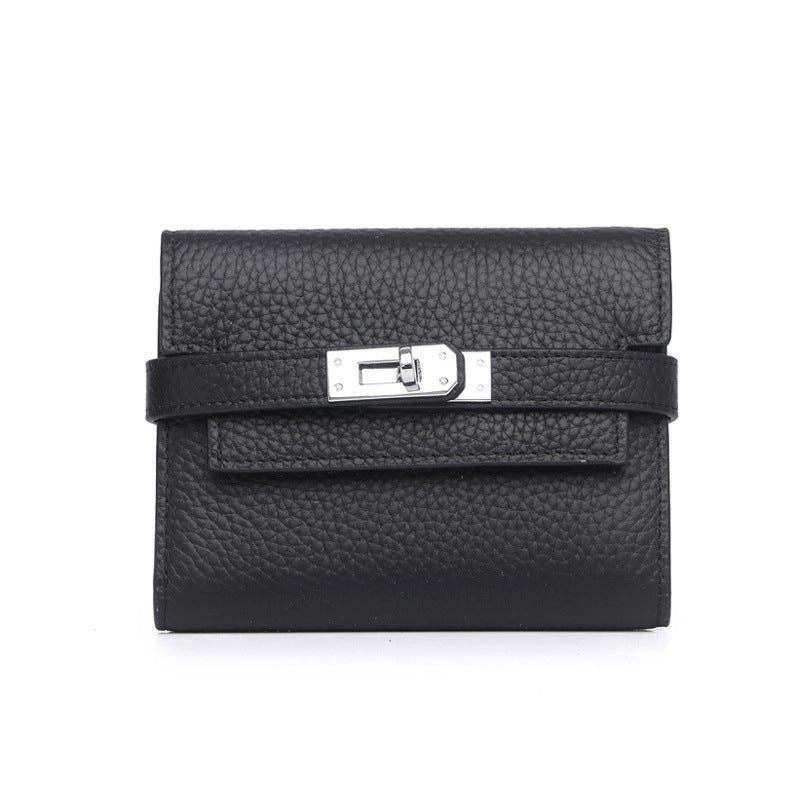 Women's Lychee Pattern Cowhide Clutch Bag