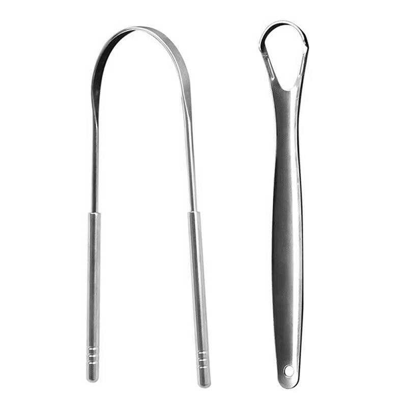 1/2PCS Stainless Steel U Type Tongue Scraper Cleaner Fresh Breath Cleaning Coated Tongue Toothbrush Oral Hygiene Care Tools