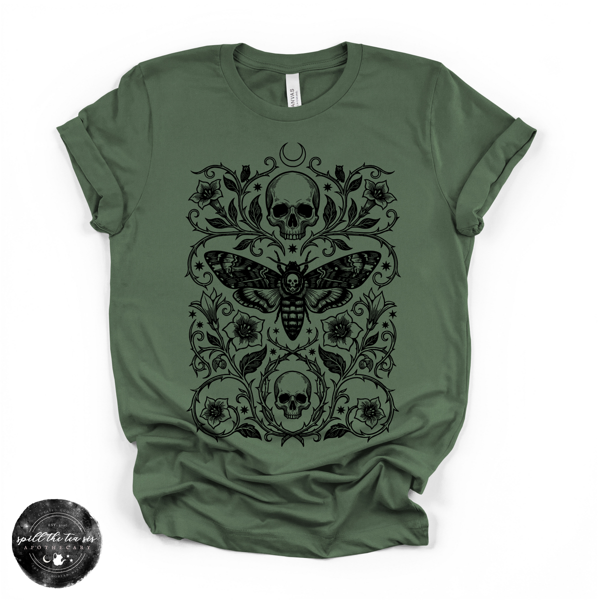 Skull Moth Tee | Gothic Death's Head Moth Graphic T-Shirt {BLACK DESIGN}