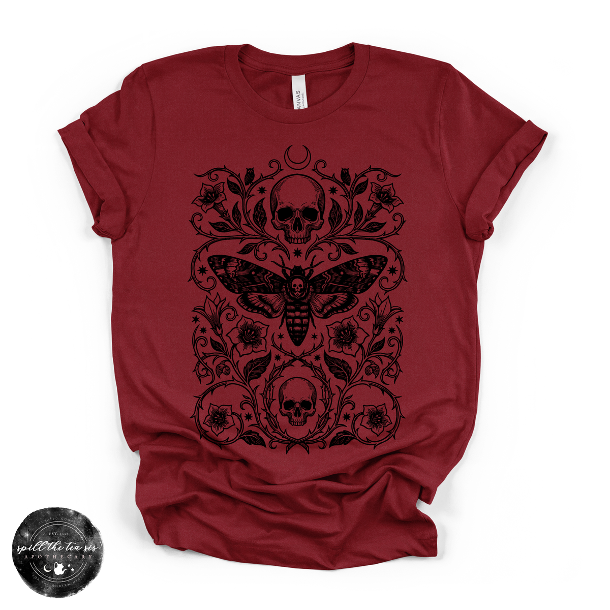 Skull Moth Tee | Gothic Death's Head Moth Graphic T-Shirt {BLACK DESIGN}