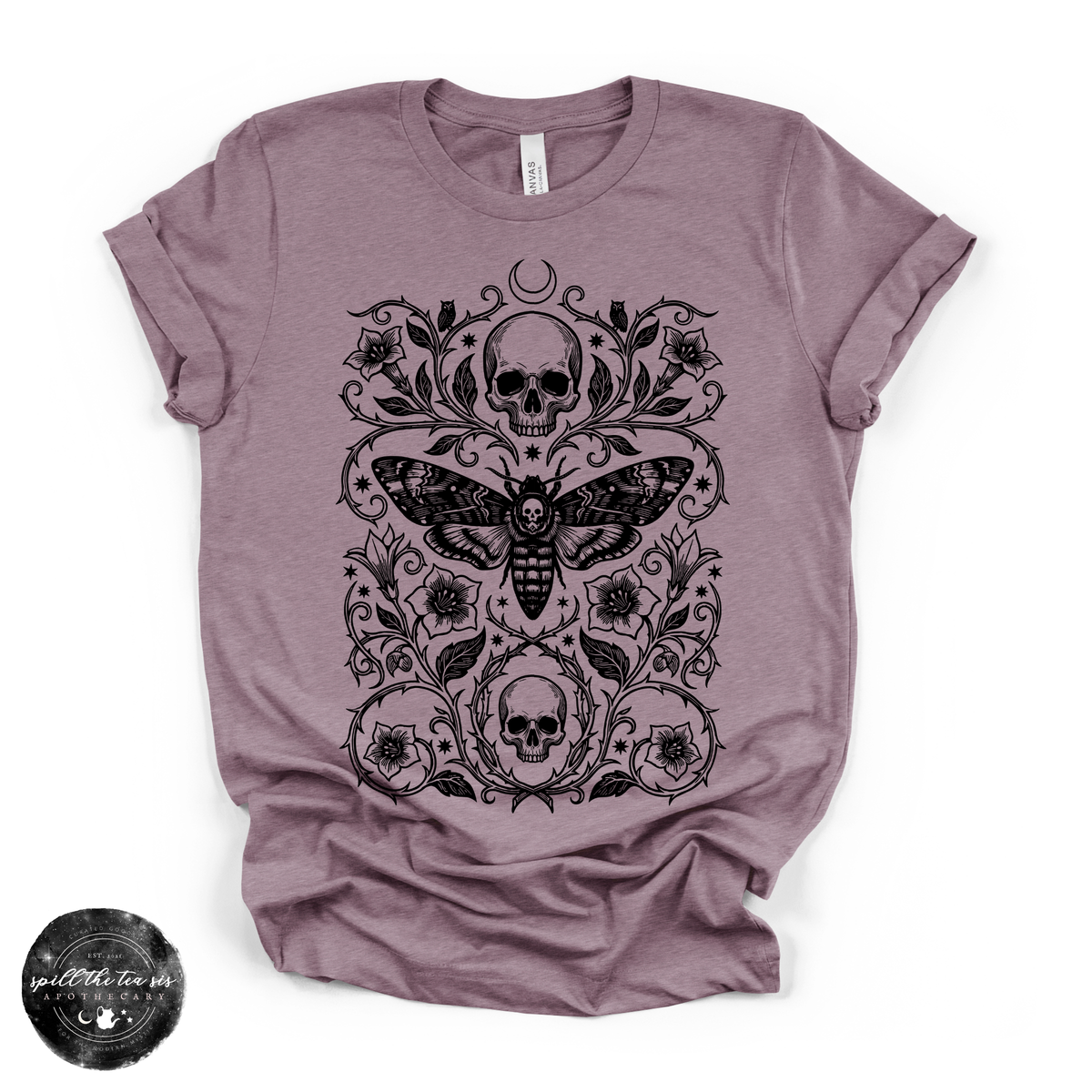 Skull Moth Tee | Gothic Death's Head Moth Graphic T-Shirt {BLACK DESIGN}