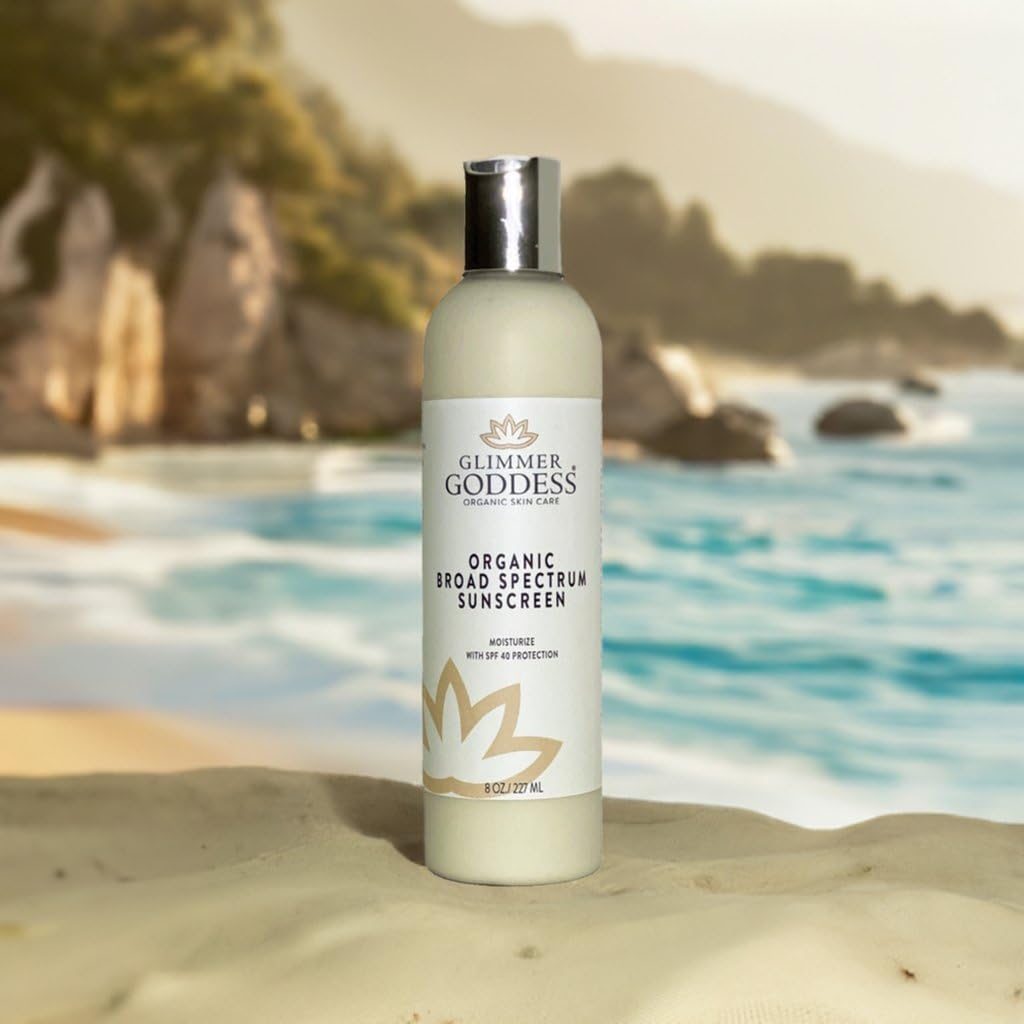 GLIMMER GODDESS Organic Reef-Safe SPF 40+ Mineral Sunscreen, Shimmer, 8oz