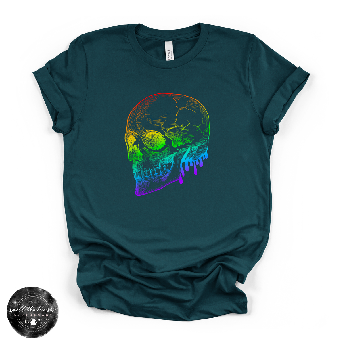 Rainbow Skull Tee | Colorful Gothic Graphic T-Shirt