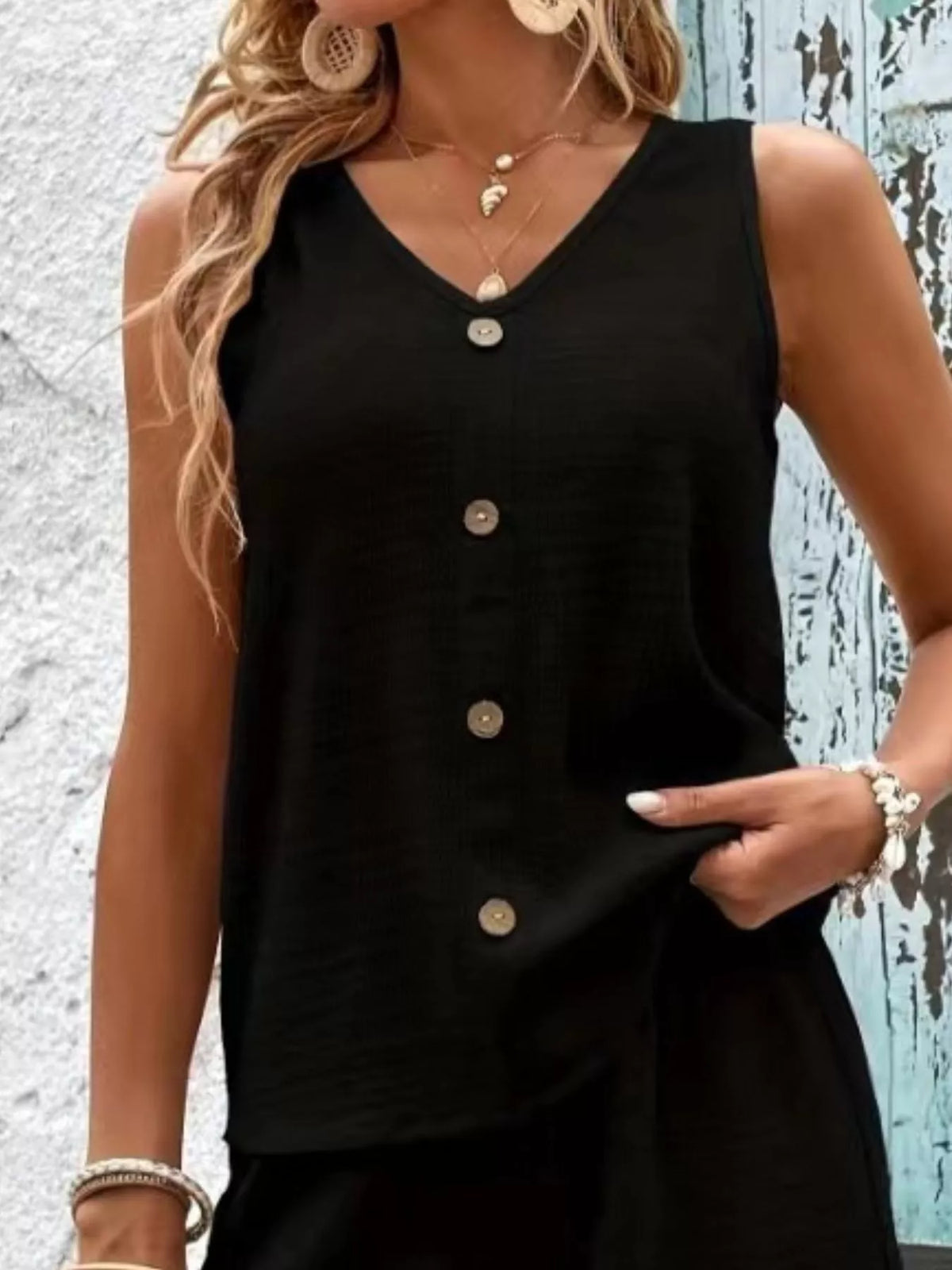 V-Neck Tank Top and Shorts Set