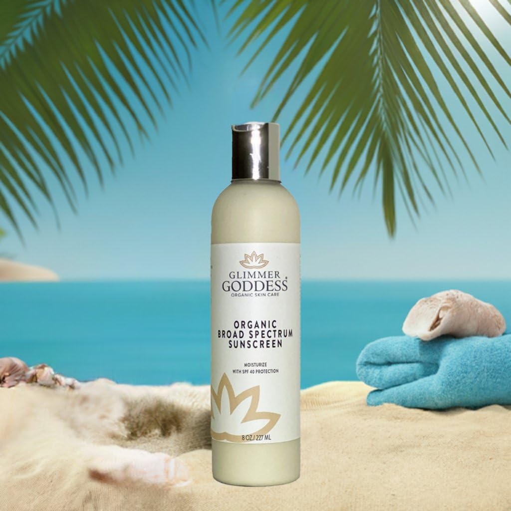 GLIMMER GODDESS Organic Reef-Safe SPF 40+ Mineral Sunscreen, Shimmer, 8oz
