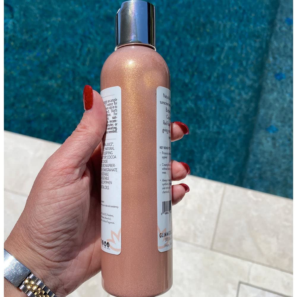 GLIMMER GODDESS Organic Reef-Safe SPF 40+ Mineral Sunscreen, Shimmer, 8oz