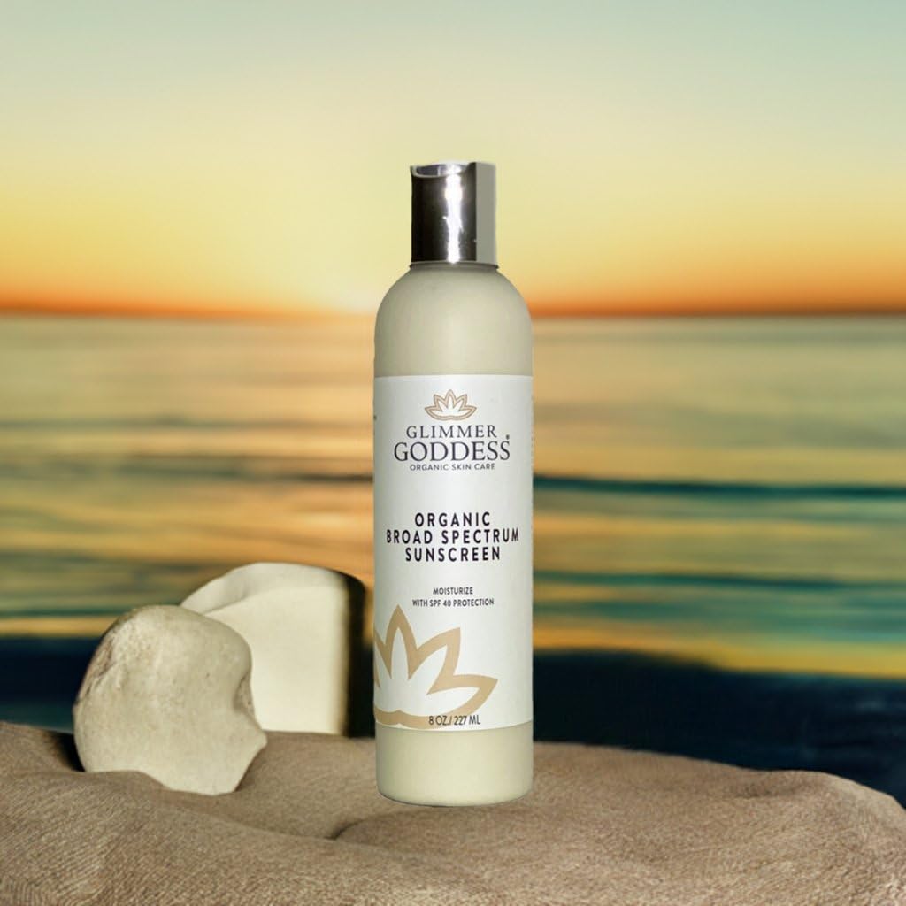 GLIMMER GODDESS Organic Reef-Safe SPF 40+ Mineral Sunscreen, Shimmer, 8oz