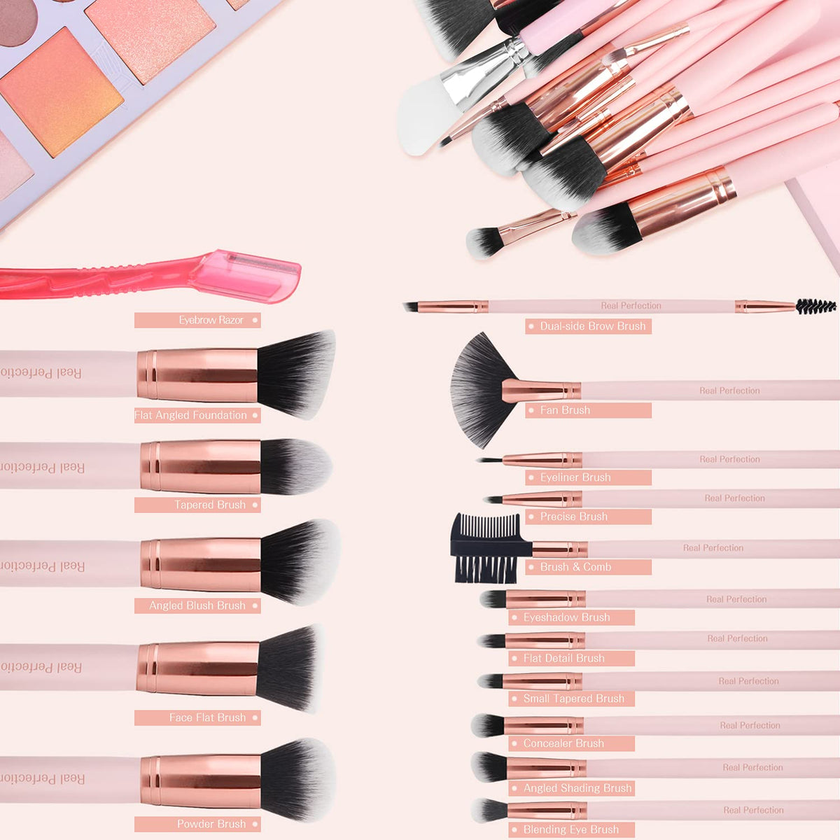 Real Perfection Makeup Brush Set (16 Pieces)