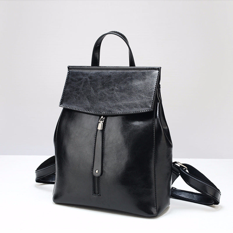 Women's Fashion Genuine Leather Retro Oil Wax Backpacks