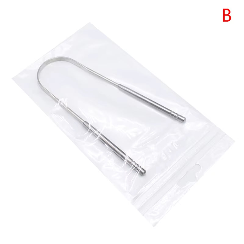 1/2PCS Stainless Steel U Type Tongue Scraper Cleaner Fresh Breath Cleaning Coated Tongue Toothbrush Oral Hygiene Care Tools