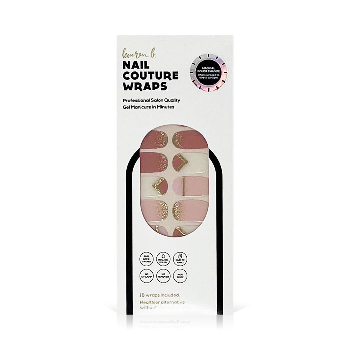COLOR CHANGE Pink & Gold Delicate Geometric Gel Nail Wrap
