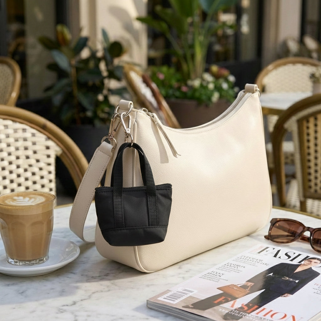Micro Tote Keychain - Black Mini Tote Bag