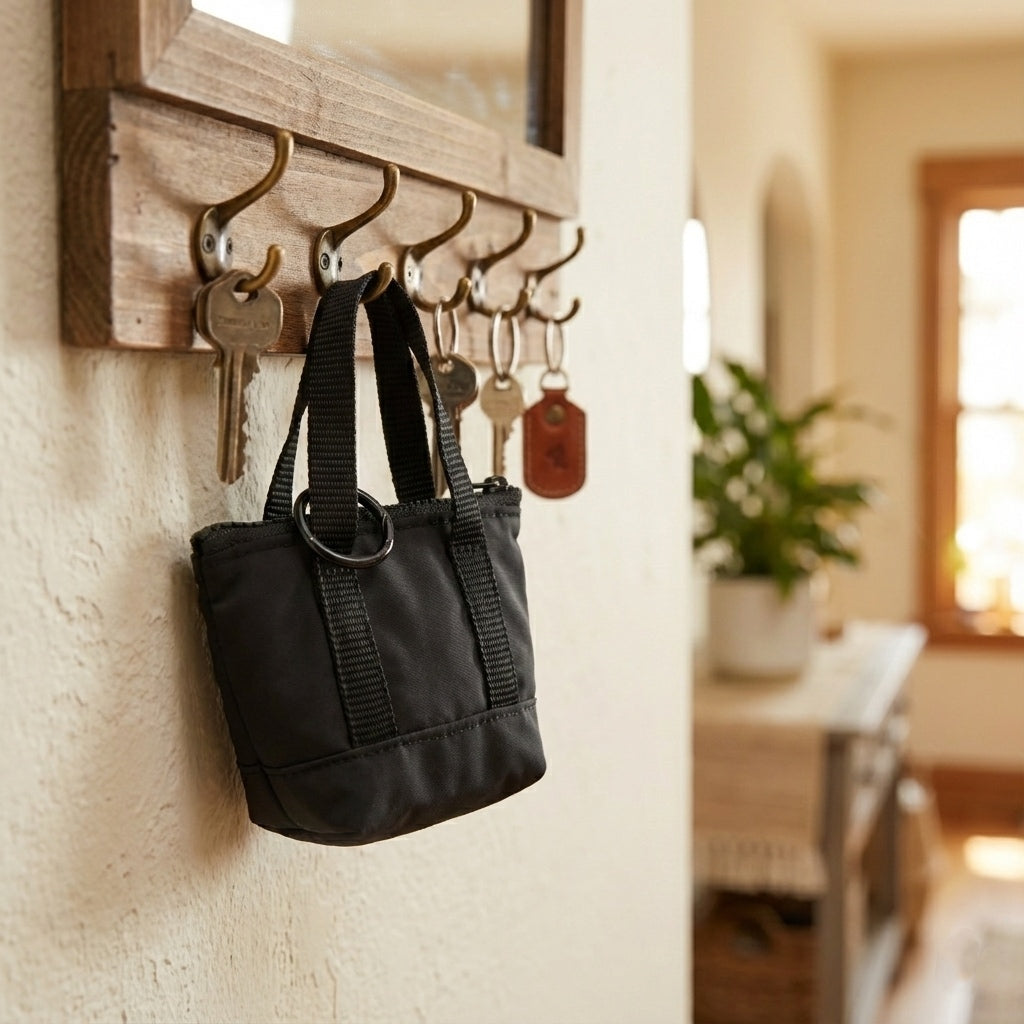 Micro Tote Keychain - Black Mini Tote Bag