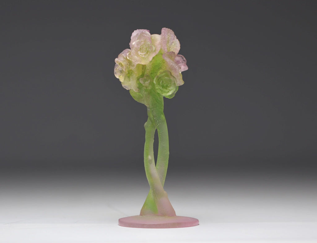 Daum Crystal Rose Candlestick Holder