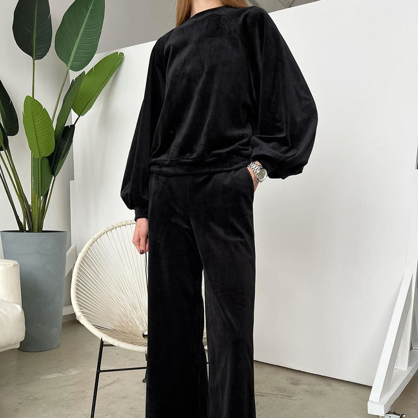 Autumn Winter Long Sleeved Trousers Comfortable Pajamas Women Warm Loose Outerwear Homewear