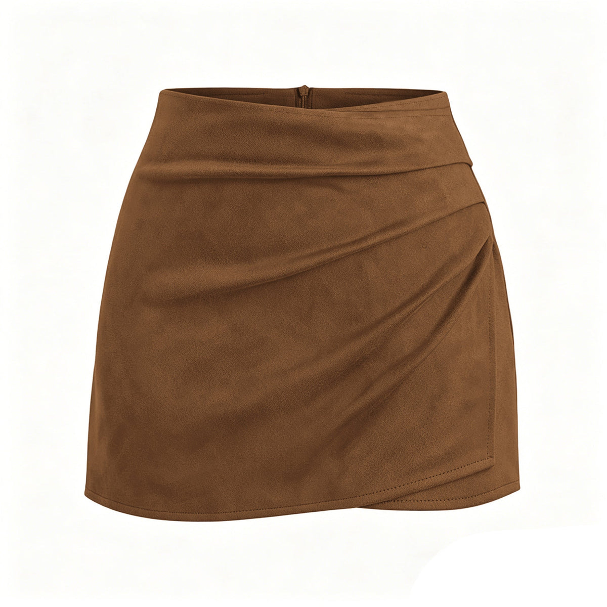 Women's Pleated Suede High Waist Skort