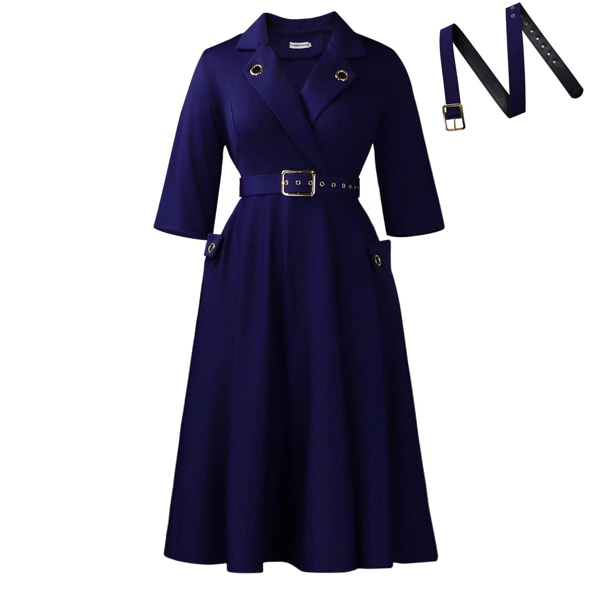 Winter Sexy Elegant Collared Waist Tight Business Dress Graceful Fashionable Solid Color Dress