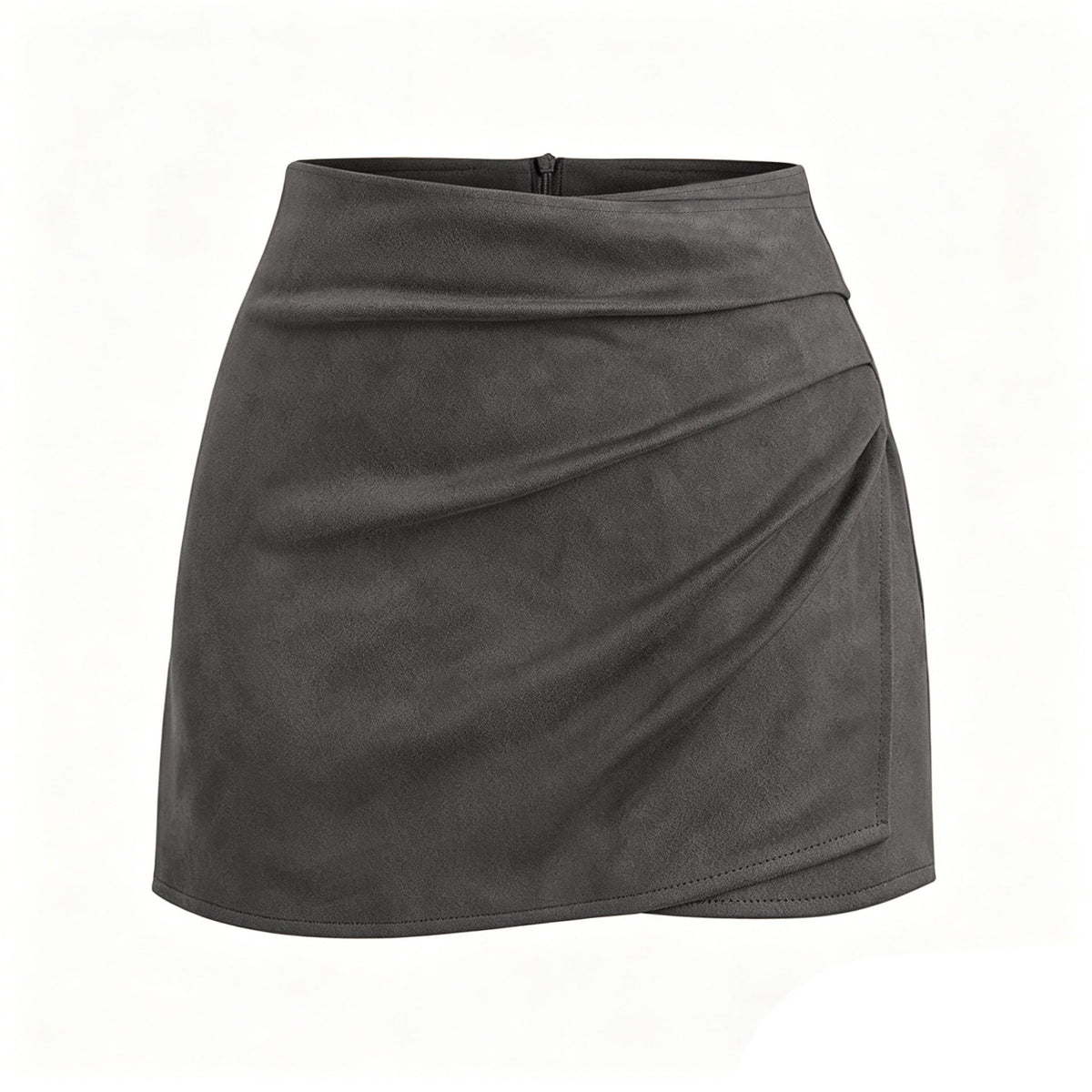 Women's Pleated Suede High Waist Skort