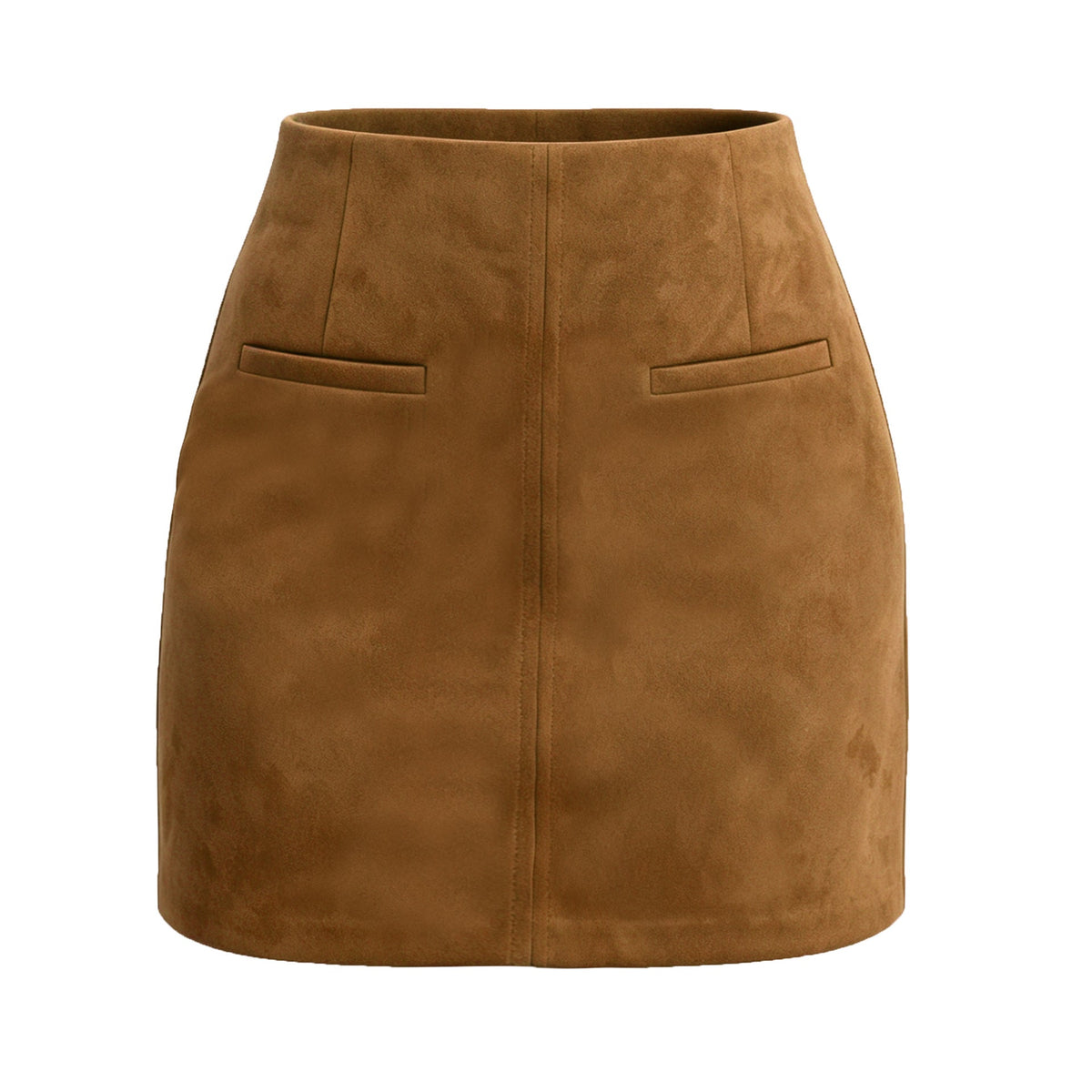 Women's Suede High Waist Zipper Mini Skirt