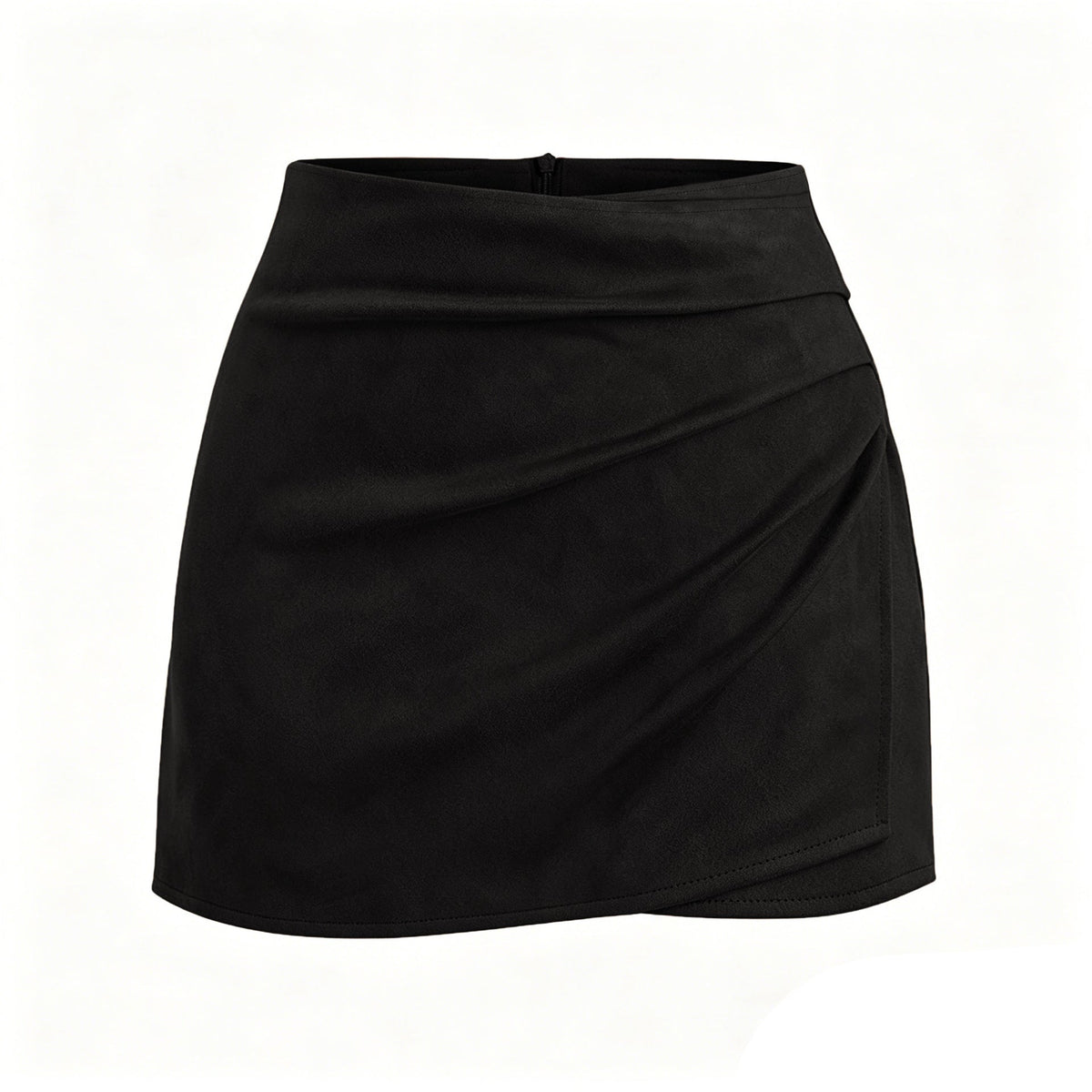 Women's Pleated Suede High Waist Skort