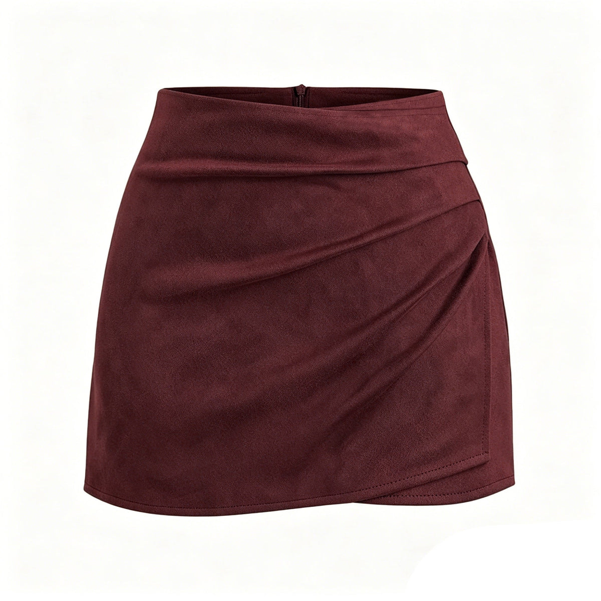 Women's Pleated Suede High Waist Skort