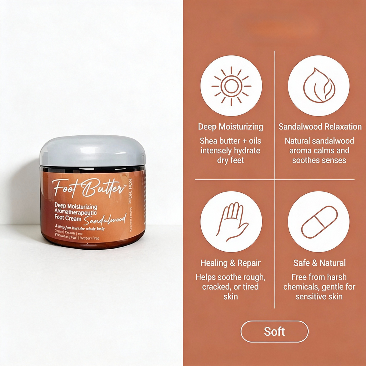 Sandalwood Foot Butter – Deep Moisturizing Foot Cream for Dry, Rough Skin