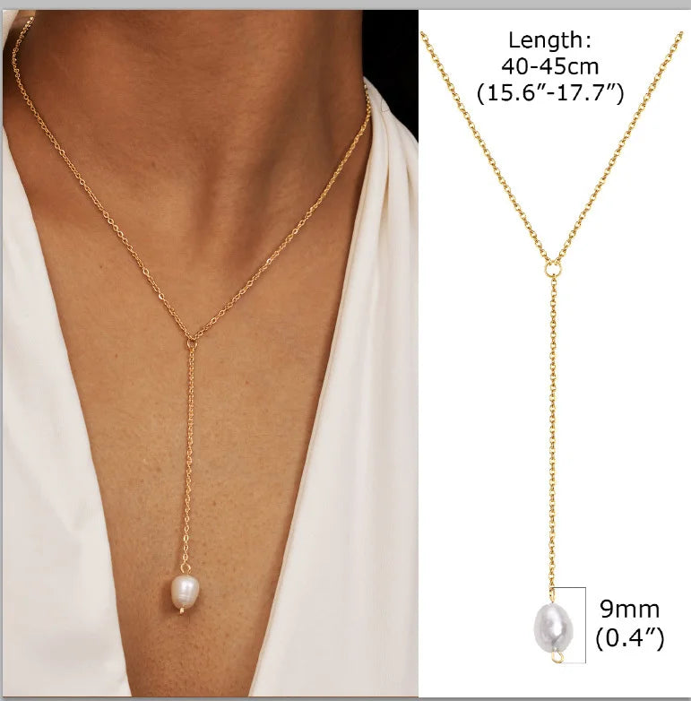 Stainless Steel Lariat Necklace Gold Plated Dainty Long Necklace Laryered Necklaces