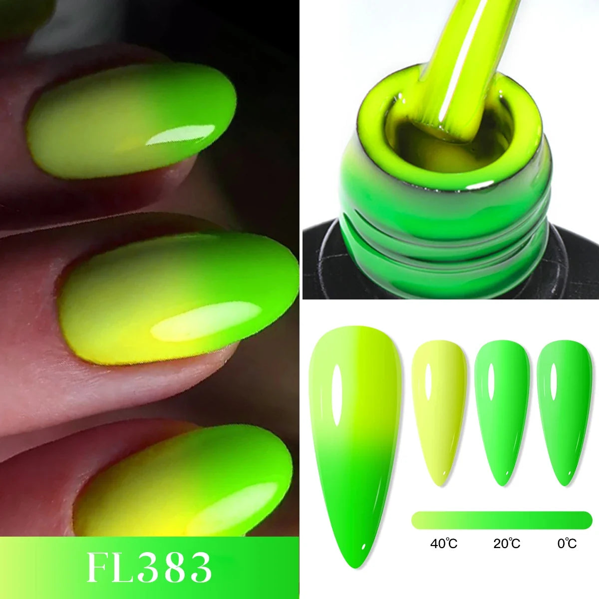 FOUR LILY 7ml Thermal Nail Gel Polish 3 Colors Changing Semi Permanent Soak Off UV/LED Nail Supplies Gel for Manicure Design