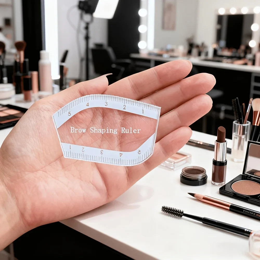 PMU Brow Mapping Tool - Reusable Microblading Stencils with Symmetry Guide, Permanent Makeup Template for Beginners/Pros