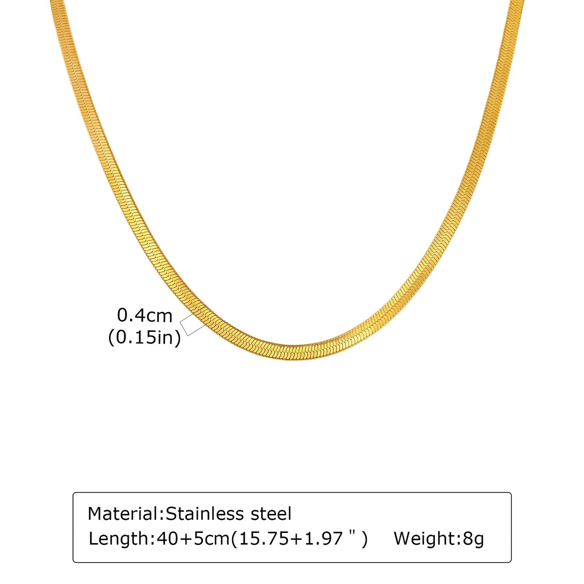 Stainless Steel Snake Chain Necklace 40-60cm Silver