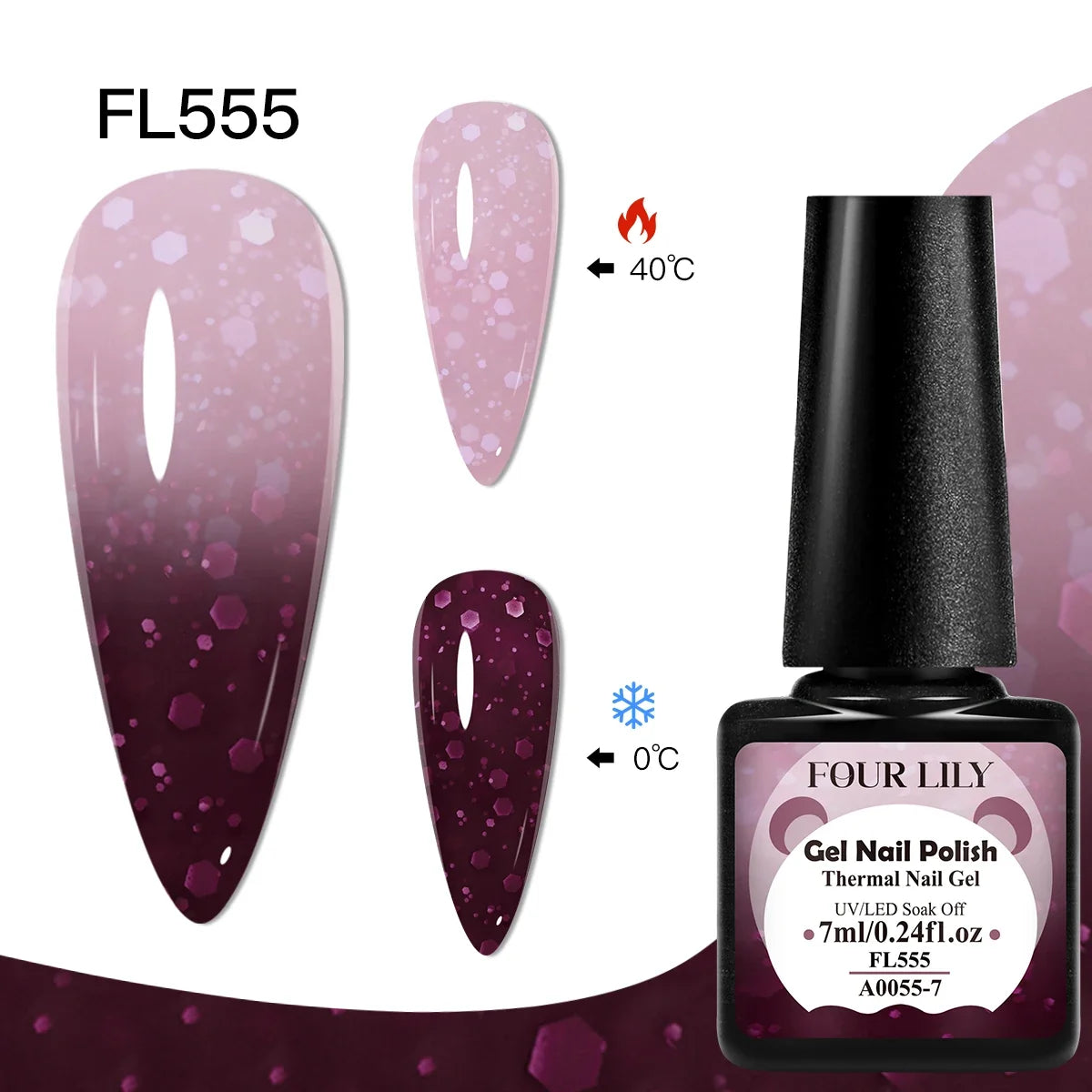 FOUR LILY 7ml Thermal Nail Gel Polish 3 Colors Changing Semi Permanent Soak Off UV/LED Nail Supplies Gel for Manicure Design