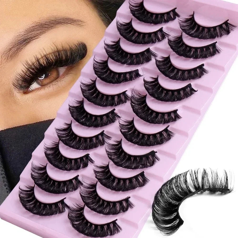 False Eyelashes Russian Volume Strip Lashes Fluffy Thick Wispy Fake Eyelashes for Party Stage