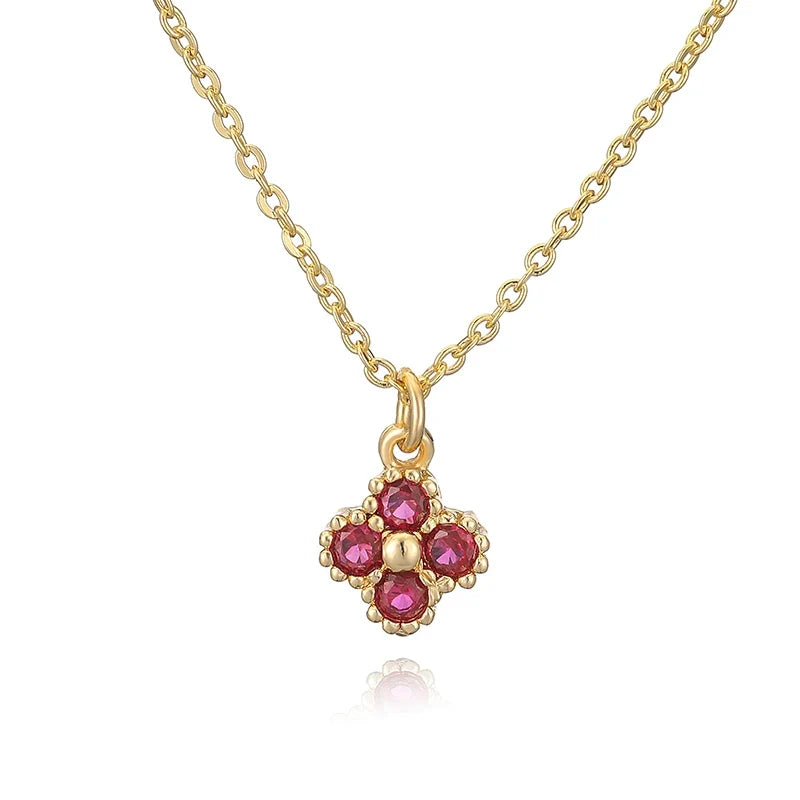 Plated Brass Cubic Zirconia Bijoux Flower‑Shaped Women Necklace Dainty Collarbone Chain Jewelry Gift