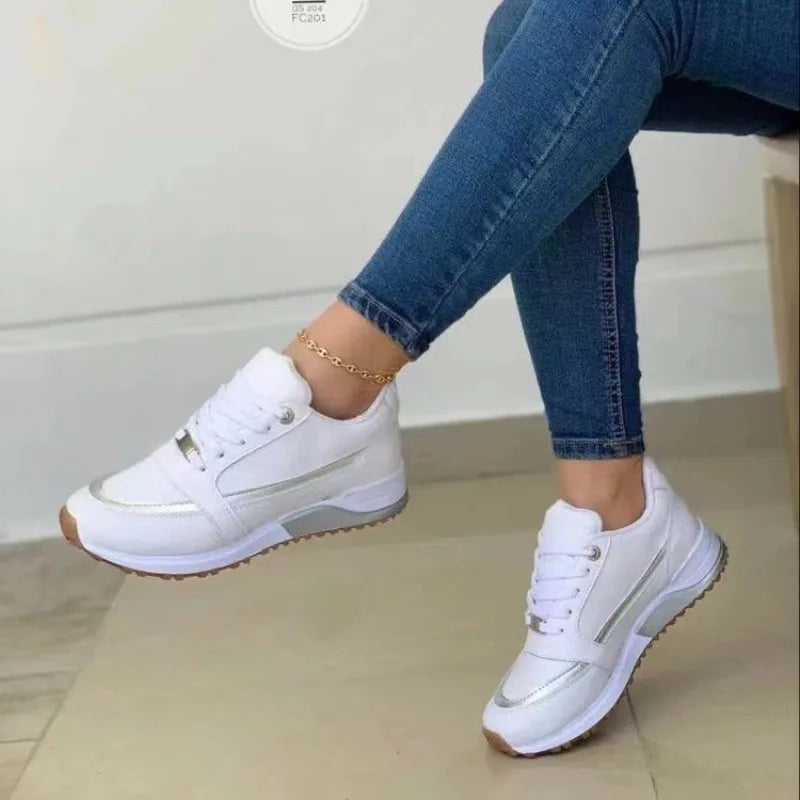 Women's Mesh Sneakers Patchwork Lace Up Flat Shoes for Women