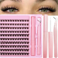 Individual Lash Clusters Kit Wispy Curl False Eyelashes Complete Extension Set