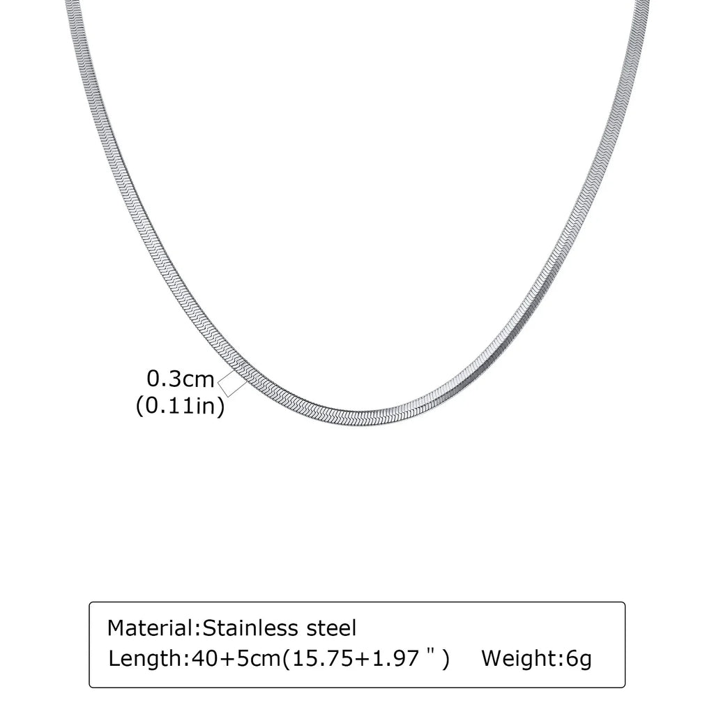 Stainless Steel Snake Chain Necklace 40-60cm Silver
