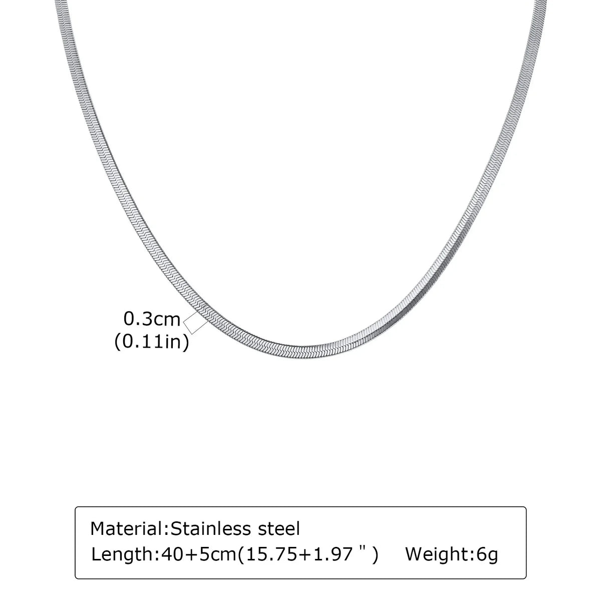 Stainless Steel Snake Chain Necklace 40-60cm Silver