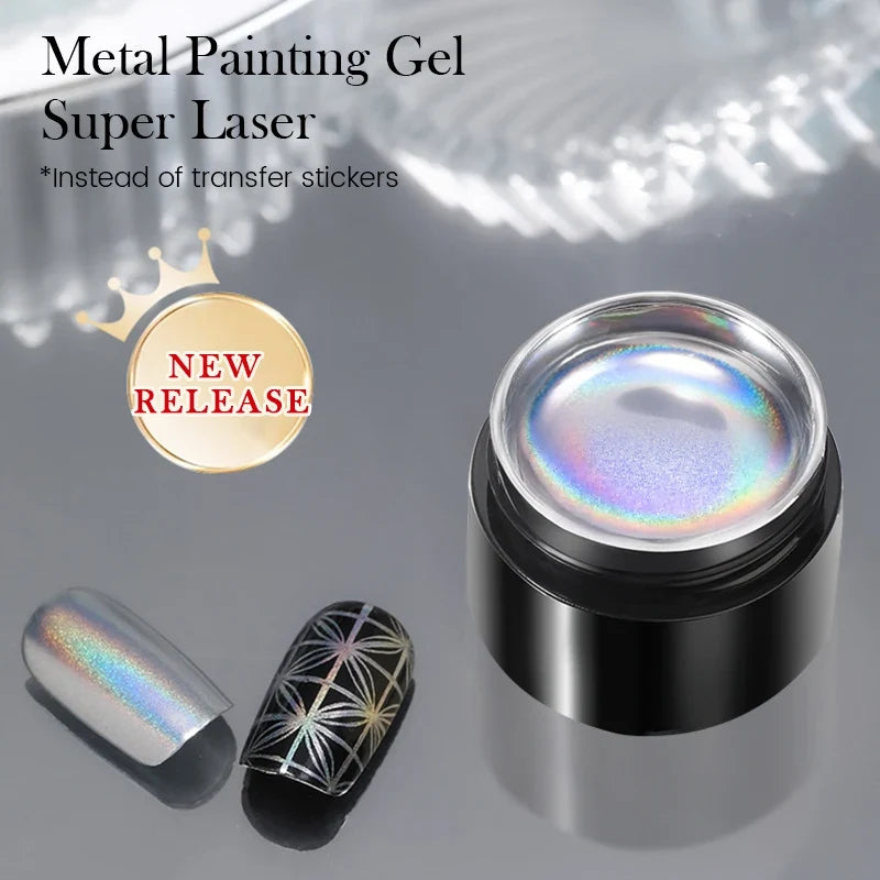 BORN PRETTY 5ml Super Laser Bright Metallic Painting Gel Soak Off Gel Nail Polish Flower Drawing Silver Mirror Glitter UV Gel