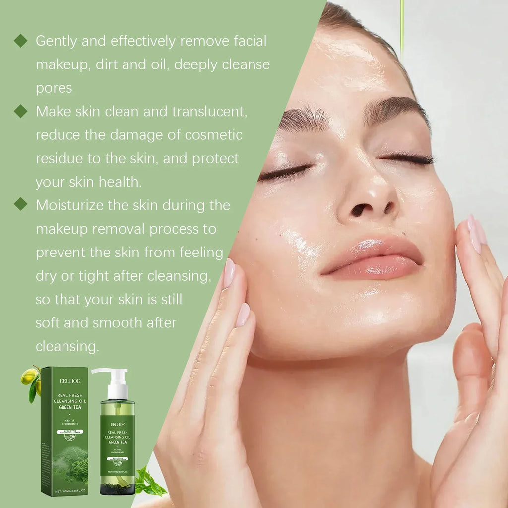 Green Tea Cleansing Oil Refreshing Oil Control Soothing Skin Exfoliation Moisturizing Face Makeup Remover Oil Skin Care 100ml